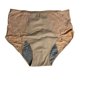 NWOT peach perforated nylon lined period brief single panty size L